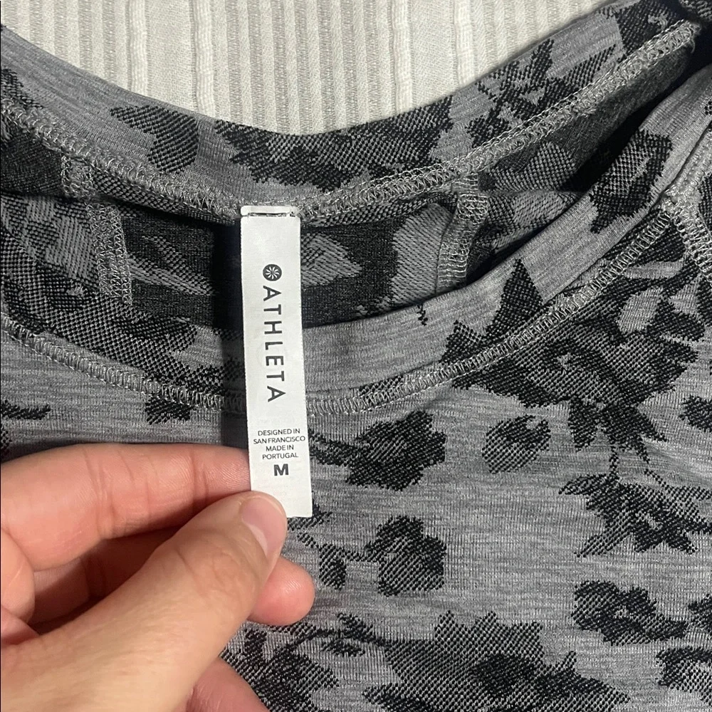 Athleta Gray and Black Floral Top - Picture 2 of 3